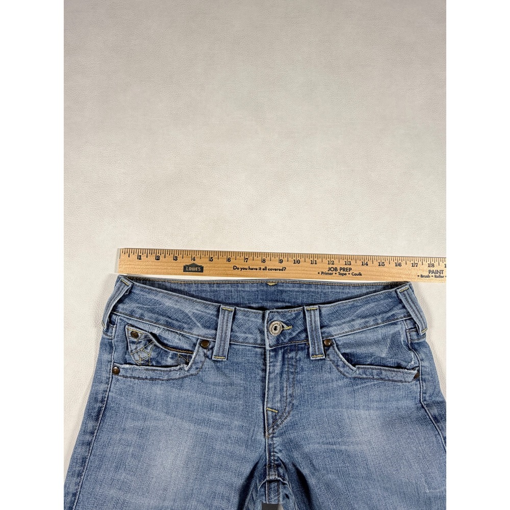 True Religion Womens Skinny Jeans Blue Low Rise Horseshoe Size 32 USA Made - Picture 3 of 13